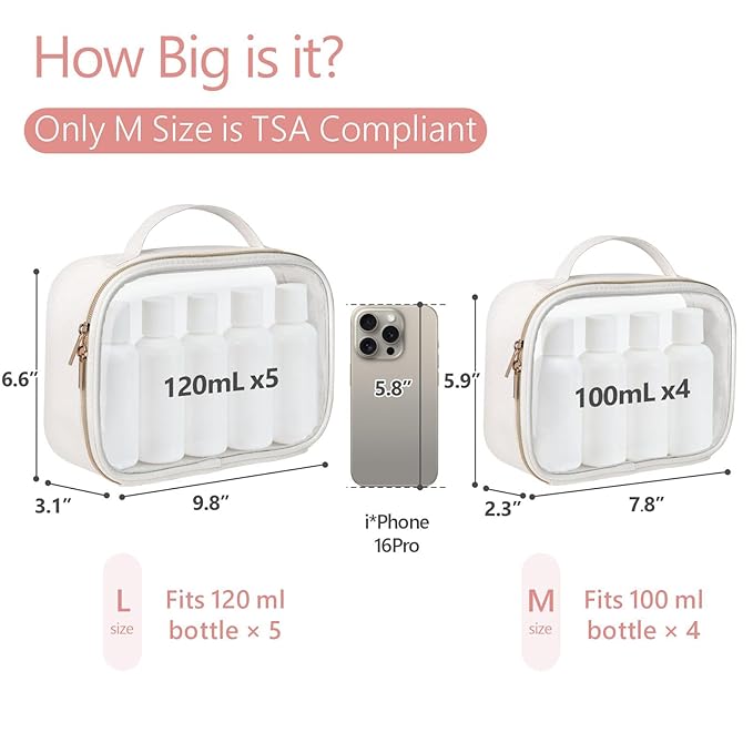 PACKISM Clear Makeup Bag - 1 Medium for Carry-on 1 Large Checked Luggage