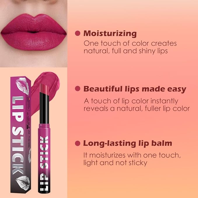 IATMOMOD Hot Pink Matte Lipstick for Women, Long Lasting Waterproof Transfer-Proof Vegan Lip Bar, 24H Moisturizing Smudge-Proof All-Day Lip Color for Daily & Party M05#