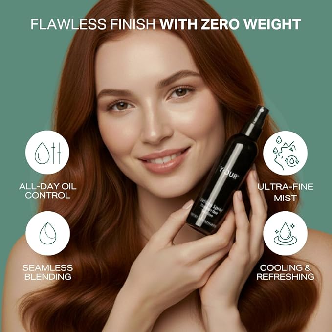 Y'OUR Age-Defying Setting Spray & Silk Face Mist, 16HR+ Crease-Resistant, Transfer Proof, Hydrating Mist for Mature Skin, Pore-Blurring & Skin-Firming, Vegan & Cruelty-Free, Caffeine & Pro-Vitamin