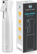Hula Home Spray Bottle for Hair (10.1oz/300ml) - Continuous Ultra Fine Mist Sprayer – For Hairstyling, Cleaning, Salons, Plants, Essential Oil - All White