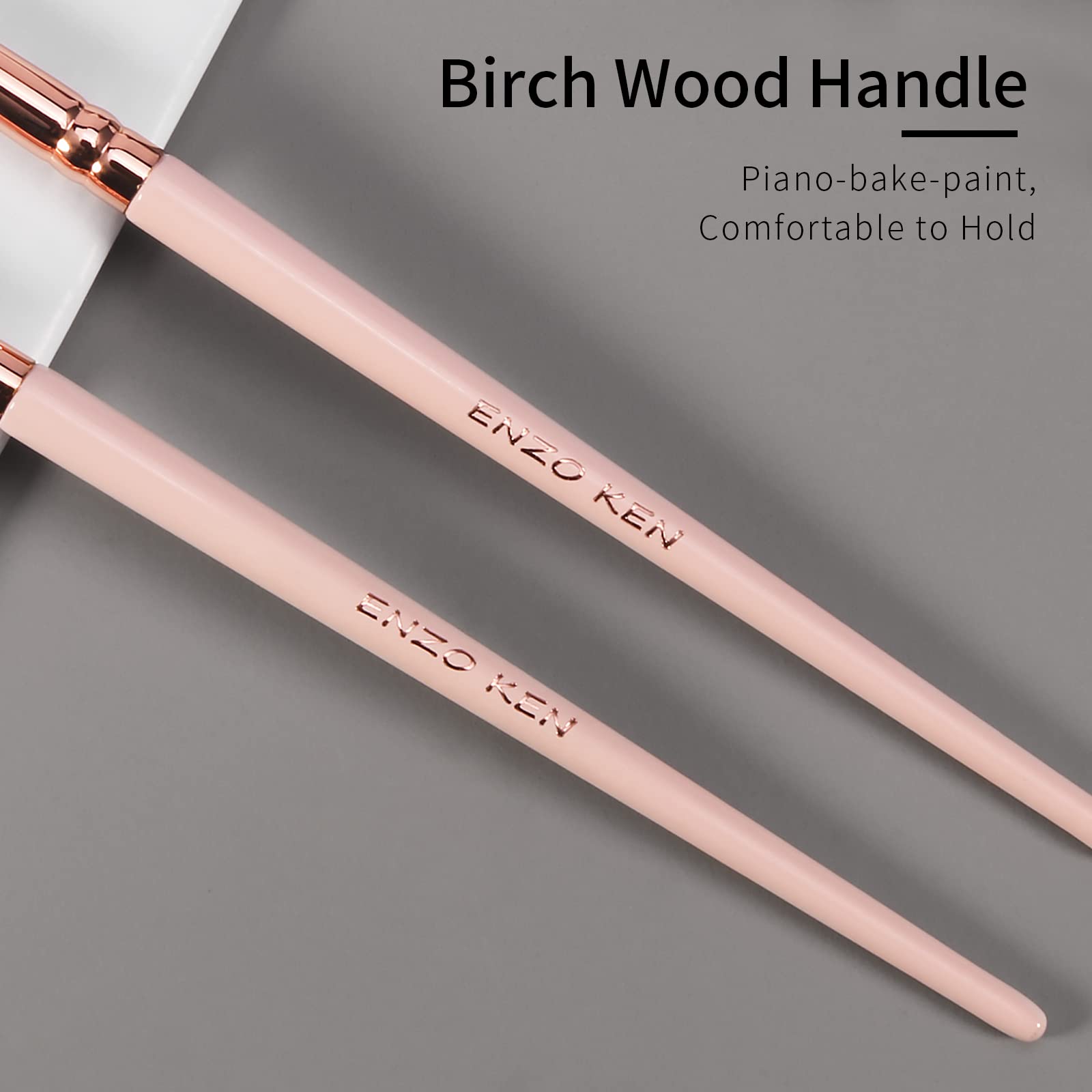 Natural Goat Hair Eye Brush by ENZO KEN - Small Corners & Smudge Brush - Single, Mini Size - Pink, E403S
