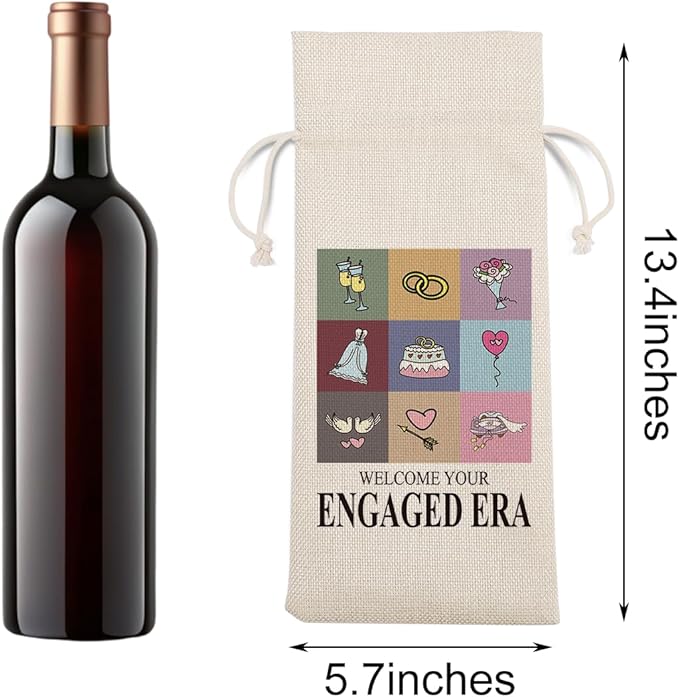 BARREEMO Engagement Wine Gift Bag Wedding Engaged Gifts for Newlyweds Couple Women Men Bridal Shower Gifts for Bride and Groom Pairs Well with Wedding Planning Welcome Your Engaged Era Wine Bags