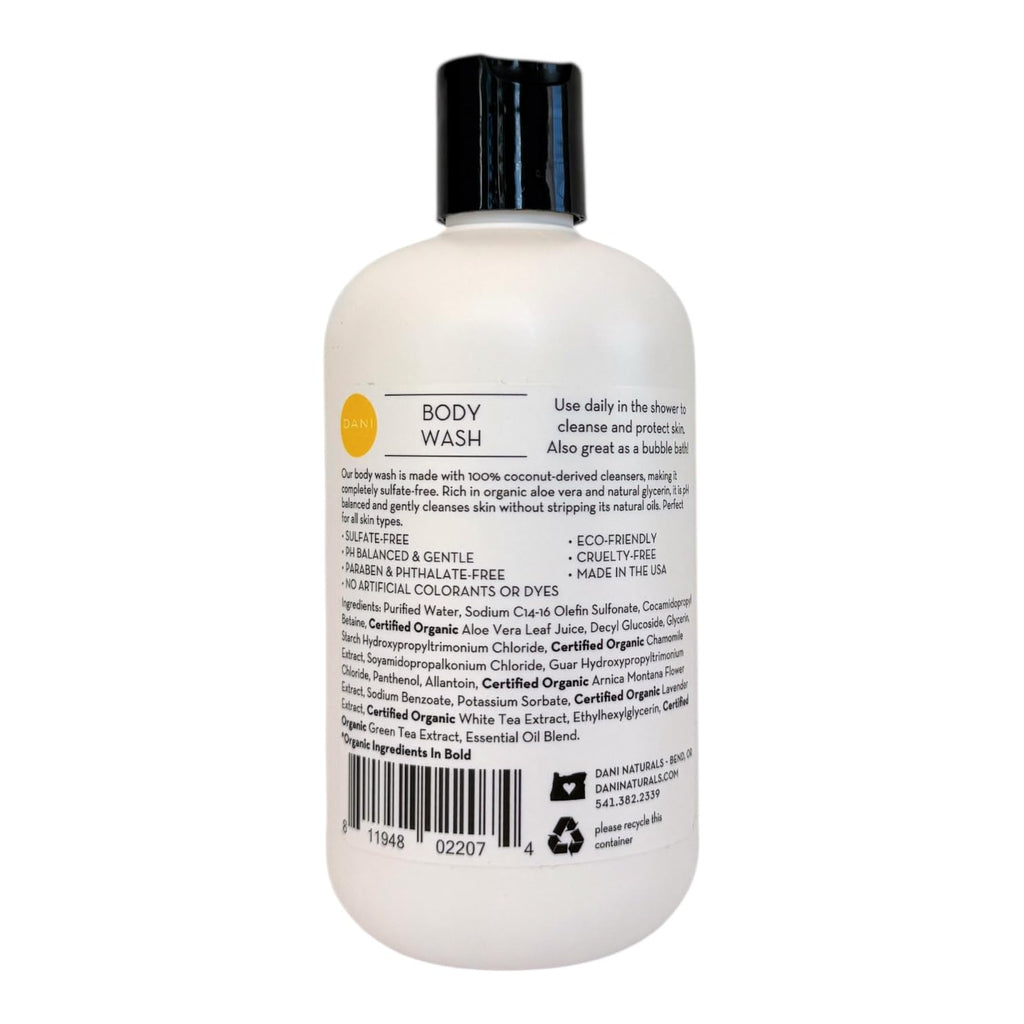 DANI Naturals Sandalwood Vanilla Body Wash, Sulfate-Free and Vegan,12 fl oz