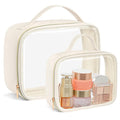 PACKISM Clear Makeup Bag Travel - TSA Approved Toiletry Bag, 2 Cream White