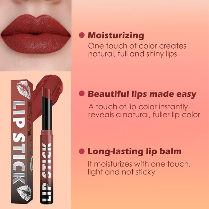 QIDSTERS Matte Lipstick Crayon for Women, Rose Wood Lip Stick Pencil 24 Hour Long Lasting Waterproof, Non-Drying Hydrating Formula Lip Gloss Makeup, Vegan & Cruelty-Free, 04