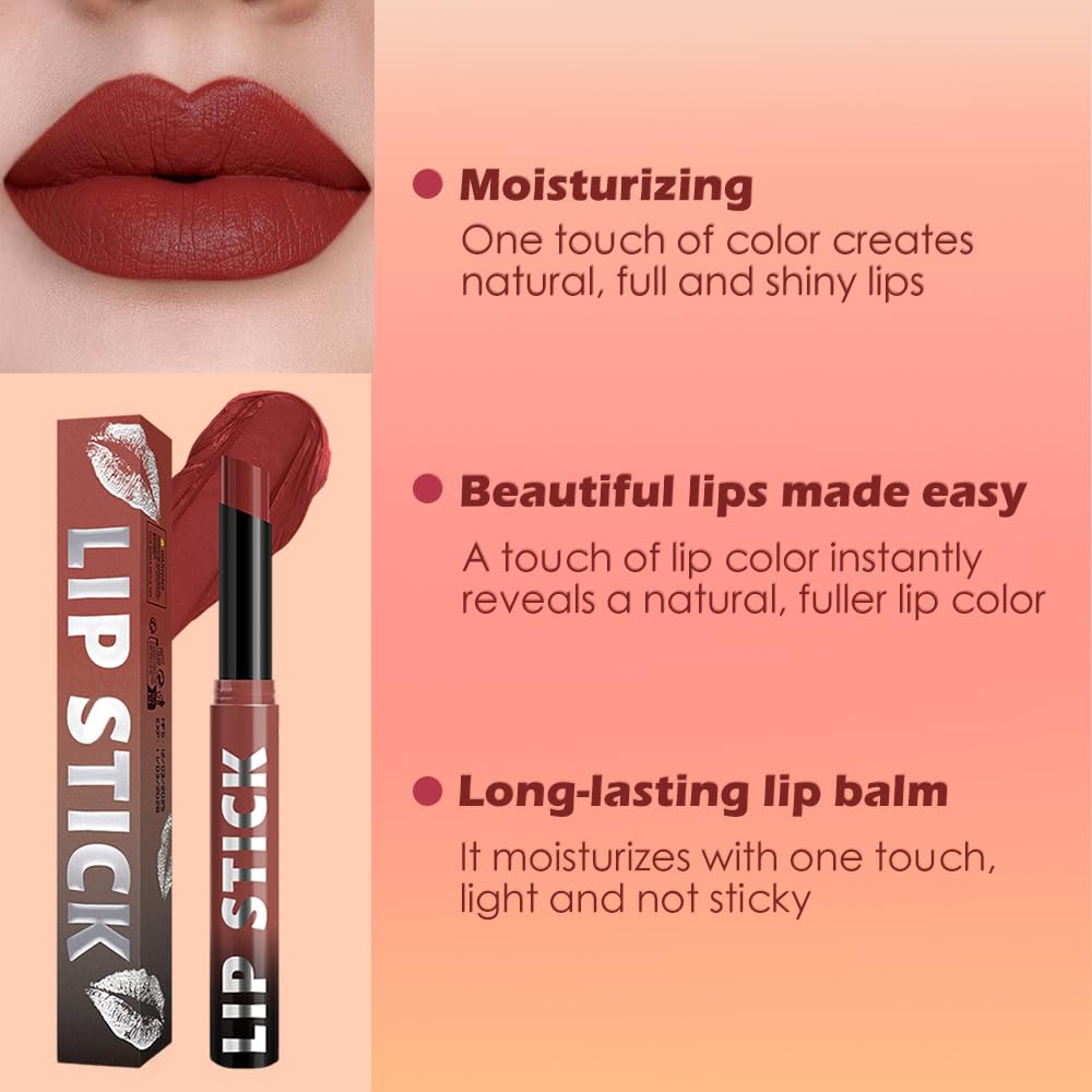 QIDSTERS Matte Lipstick Crayon for Women, Rose Wood Lip Stick Pencil 24 Hour Long Lasting Waterproof, Non-Drying Hydrating Formula Lip Gloss Makeup, Vegan & Cruelty-Free, 04