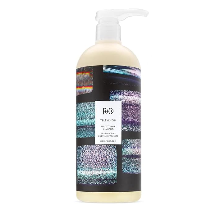 R+Co Television Perfect Hair Shampoo & Conditioner Set + Deluxe Sample (0.5oz) | Smooths, Adds Shine & Volume | Vegan + Cruelty-Free | 33.8oz (Pack of 2)