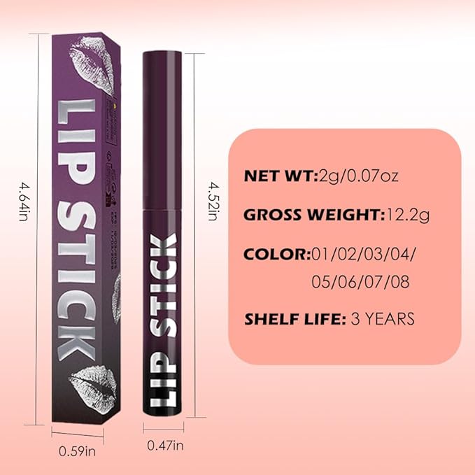 IATMOMOD Plum Purple Matte Lipstick for Women, Long Lasting Waterproof Transfer-Proof Vegan Lip Bar, 24H Moisturizing Smudge-Proof All-Day Lip Color for Daily & Party M08#