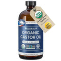 Florisan USDA Certified Organic Castor Oil 16oz Glass Bottle, Cold Pressed, Hexane-Free, Non-GMO, Vegan, 100% Pure Castor Oil for Hair Growth, Skin, Lashes, Eyebrows, EWG Verified