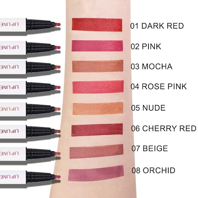 Kaely 3Pcs Dark Red Pink Cherry Red Longwear Liquid Lip Liner Waterproof, 24 Hour Long Lasting Lip Liner Stain Marker Pen, 2-in-1 Matte Semi Permanent Lipliner & Lipstick, 01+02+06