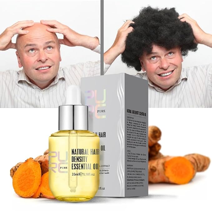 PURC Natural Hair Density Essential Oil,PURC Oil for Hair Growth,Natural Hair Regrowth Serum for Women & Men-35 ML(2 PCS)