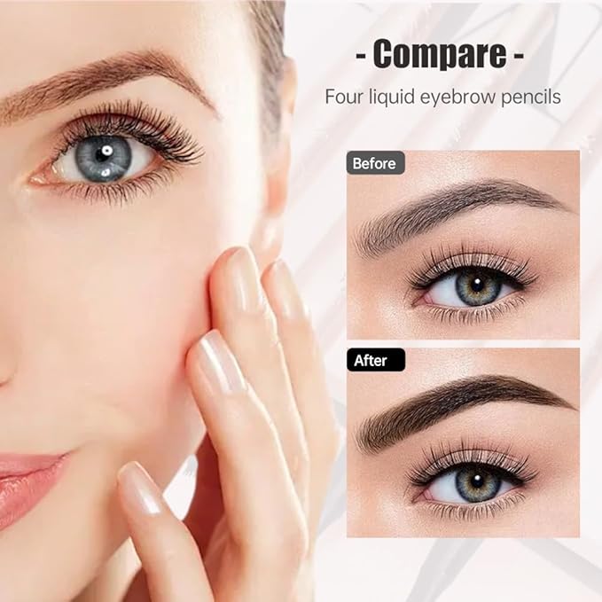 2025 Premium Microblading Eyebrow Pen, Waterproof Eyebrow Pencil, Eye Brow Pen with 4 Tip, Natural Magic Eyebrow Makeup Fine Stroke Contouring Pencil Long-Lasting Stay on All Day (Black)