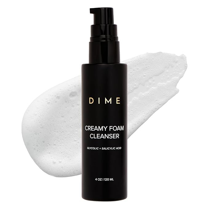 DIME Beauty Creamy Foam Cleanser - Gentle Foaming Face Wash with Salicylic Acid & Glycolic Acid, AHA BHA Daily Acne Cleanser for Oily & Acne-Prone Skin, 4 oz / 120 ml