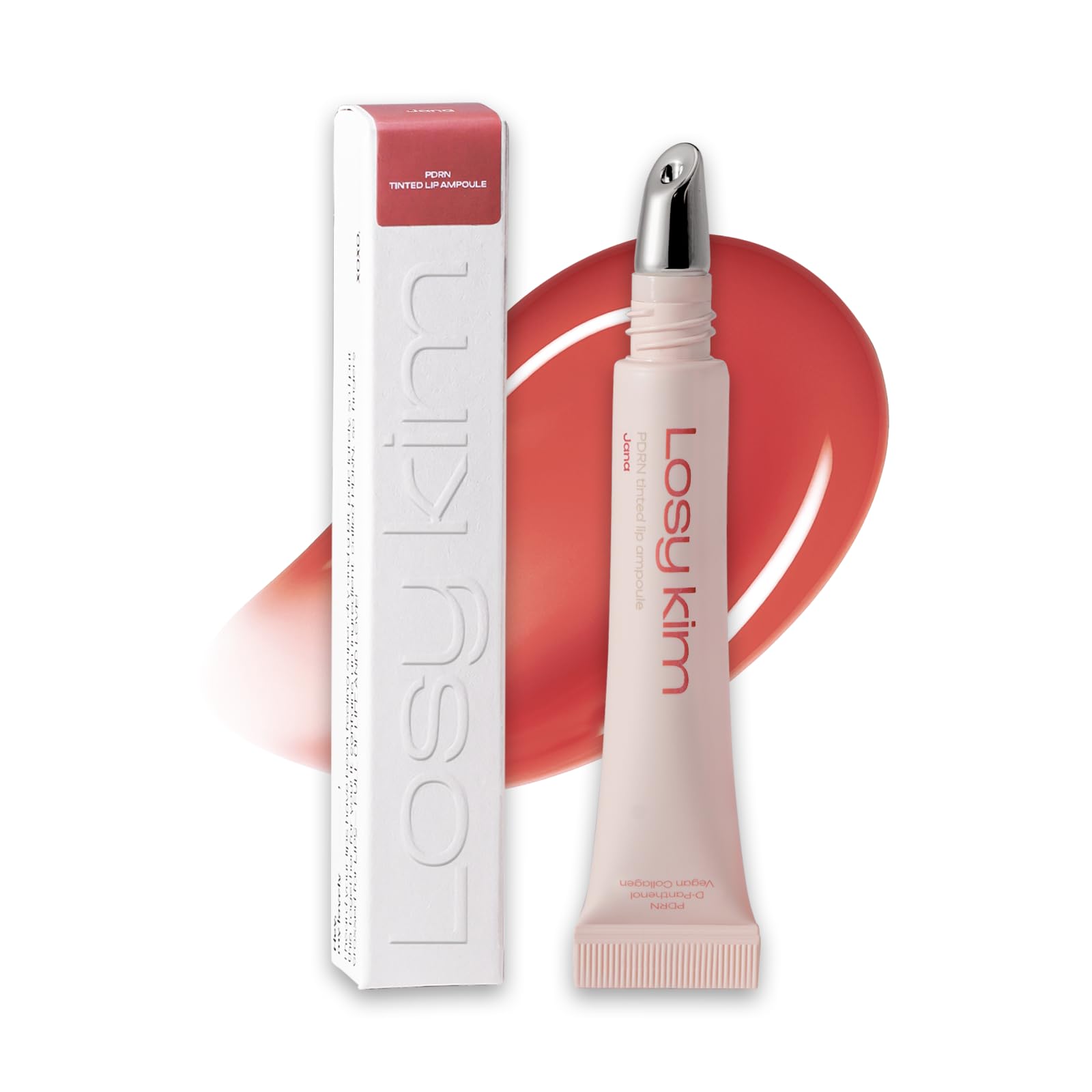 Losy Kim PDRN Tinted Lip Serum – High Gloss Ultra Hydrating Natural Glow, Non-Sticky Volumizing Color Glaze with Long-Lasting Shine, Nourishing Moisturizing Repair for Chapped Lips (0.34 oz)