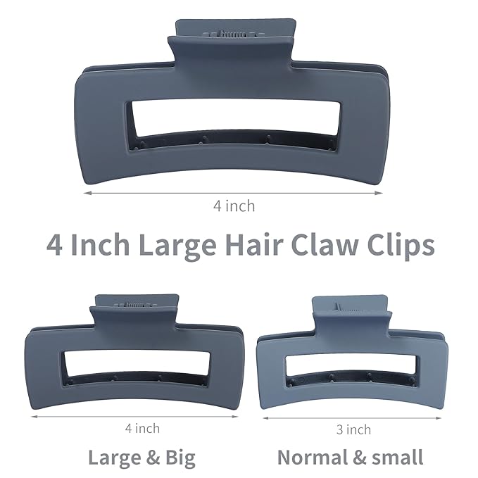 Sisiaipu Large Square Jumbo Hair Clips - 4.1 Inch Big Jaw Clips for Thick Hair, 12 Pcs Bulk Accessories for Women and Girls - Neutral