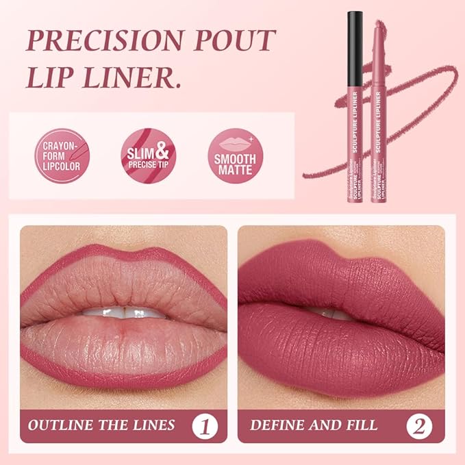 K12 Hxssll 12 Colors Matte Lip Liner Pencil – Long Lasting Waterproof Lip Liner, Smudge Proof Transfer Proof Lip Pencil, High Pigment Lip Makeup for Defining & Filling Lips (12#, 1PCS)