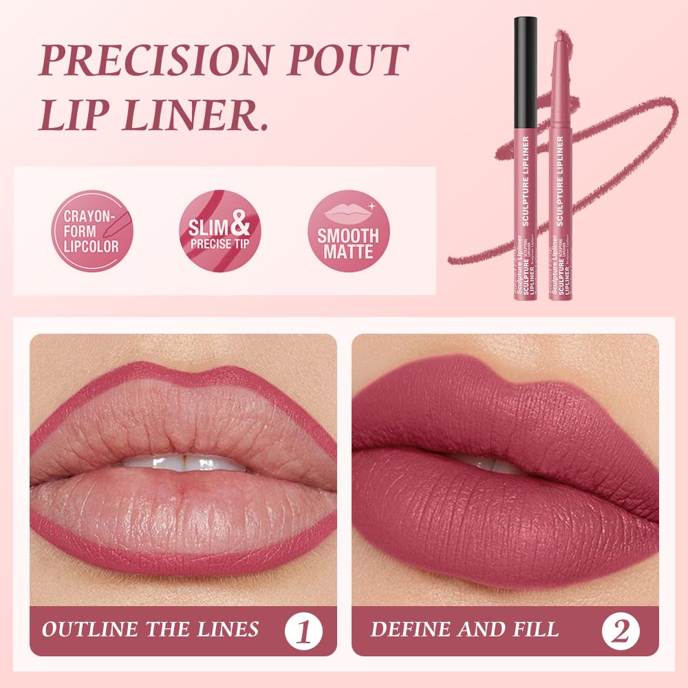 K12 Hxssll 12 Colors Matte Lip Liner Pencil – Long Lasting Waterproof Lip Liner, Smudge Proof Transfer Proof Lip Pencil, High Pigment Lip Makeup for Defining & Filling Lips (12#, 1PCS)