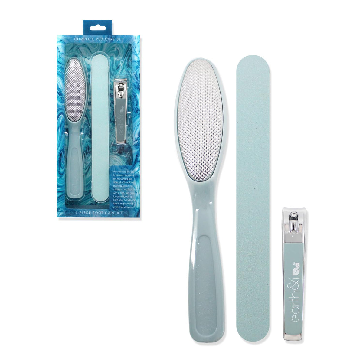 Earth & I - Pink 3-Piece Pedicure Kit: Luxury At-Home Spa Foot Care Set