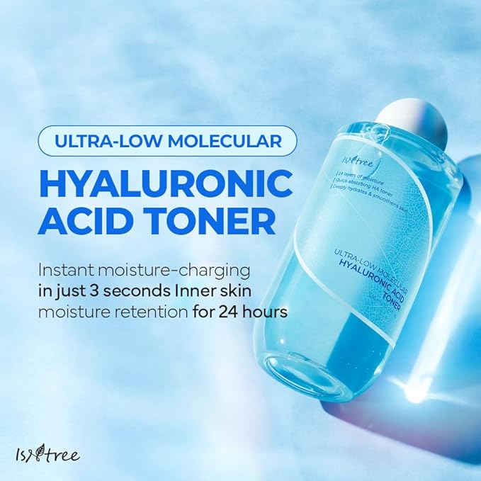 ISNTREE Ultra-Low Molecular Hyaluronic Acid Toner | Korean Hydrating Toner with Hyaluronic Acid | Quick-Absorbing Facial Toner for Deep Hydration, Fragrance-Free, 10.14 fl oz