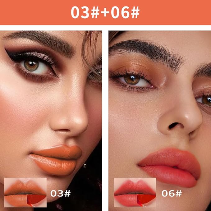 KXmzeG Matte Lip Liner Peel Off Lip Stain, Long Lasting Peel Off Lip Liner Stain, Peel-off Lip Gloss For All Skin Types, Transfer-proof Highly Pigmented Color Waterproof, (03#+06#, Pack of 2)