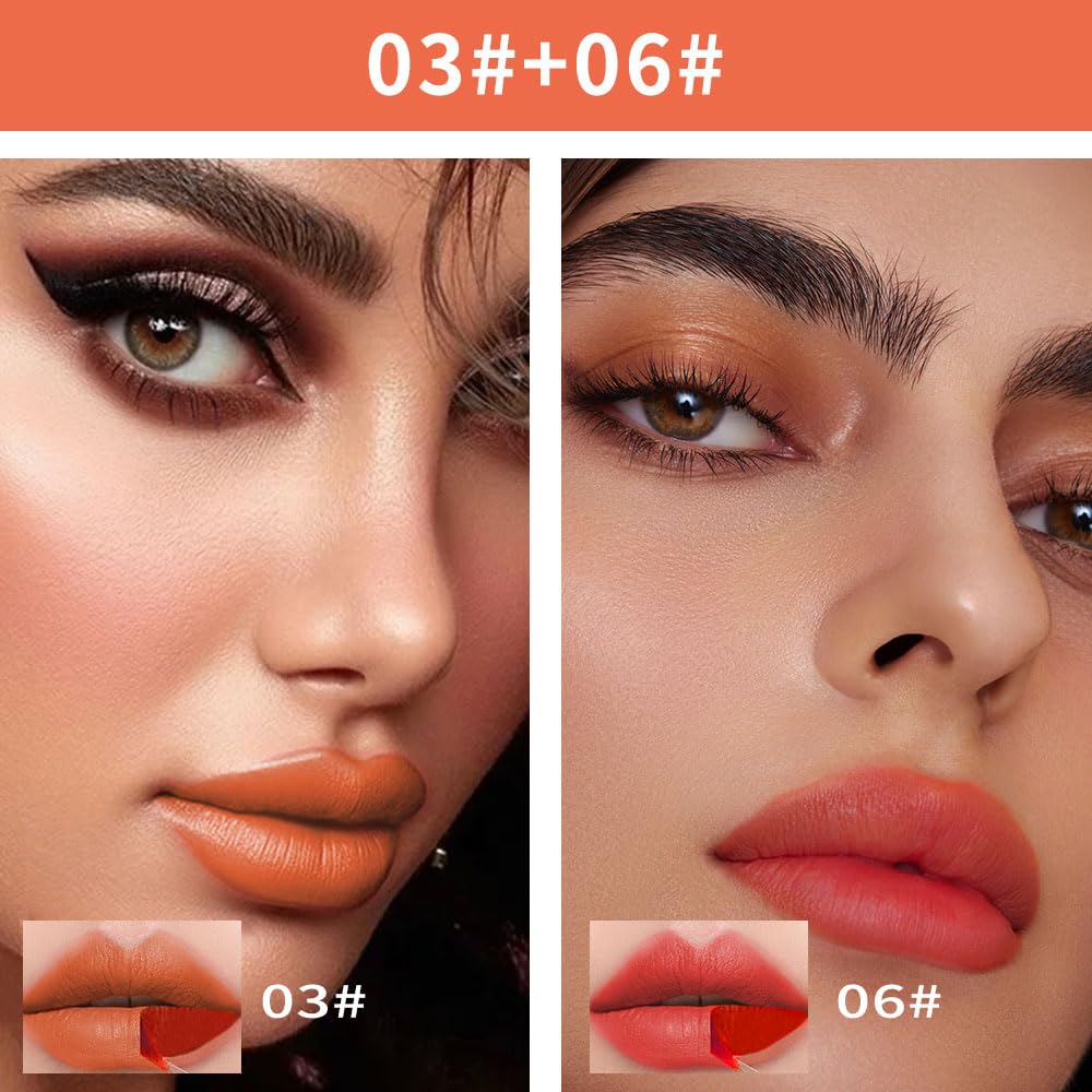 KXmzeG Matte Lip Liner Peel Off Lip Stain, Long Lasting Peel Off Lip Liner Stain, Peel-off Lip Gloss For All Skin Types, Transfer-proof Highly Pigmented Color Waterproof, (03#+06#, Pack of 2)