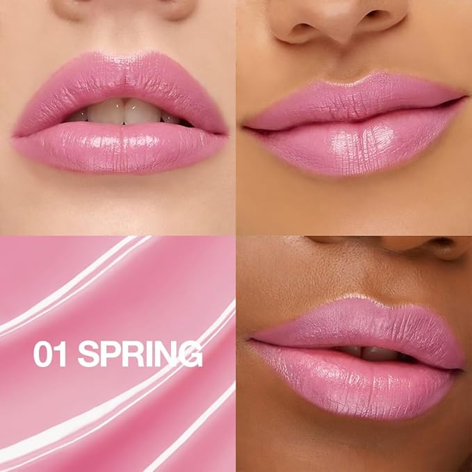 HHLTOH 2Pcs Tinted Lip Balm Moisturizing Lipstick – Soft Pale Pink & Cool Plum Red Sheer Hydrating Lip Color for Dry Lips – Nourishing Lip Balm for All Women with a Subtle Natural Scent (S01 & S04)