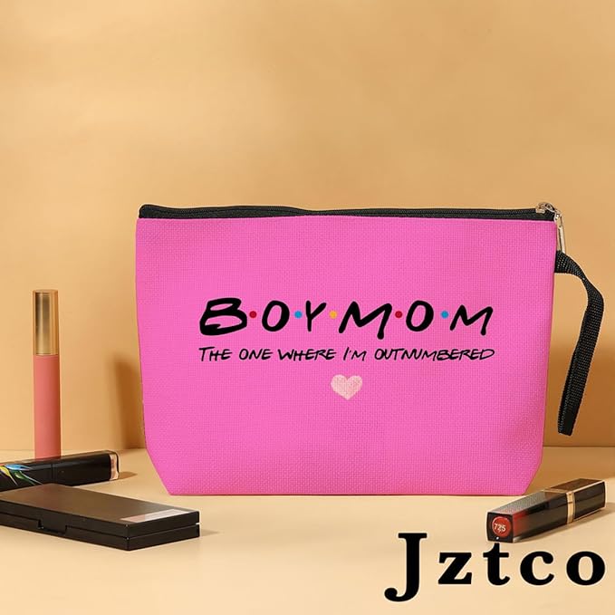 Jztco Boy Mama Makeup Bag, Baby Shower Gifts for Mom First Time Boy, Pink