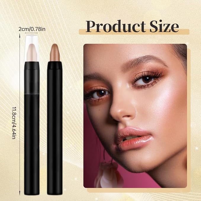 Eyeshadow Shimmer Stick, 16 Color Highlighter Eyeshadows Pencil Waterproof Glitter Eye Shadow Eyeliner Pen, Waterproof Eyeshadows Shimmer Stick Long Lasting Brightener Eyeshadow (12 Green)