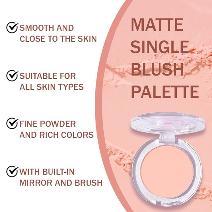 HHLTOH Blush for Cheeks Makeup Palette, Natural Matte Cream Powder Single Blushes for Eye and Cheek, Buildable Long-Lasting Color,Vegan & Cruelty-Free,Everyday Makeup Look for Women,#05-Nude Skin Tone