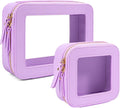 FFpaw Clear Makeup Bag Set, Purple Makeup Bag TSA Approved Toiletry Bag Small Cosmetic Travel Bag Cute Makeup Pouch Mini Makeup Case Car Organizer Car Essentials for Women American Mahjong Bag