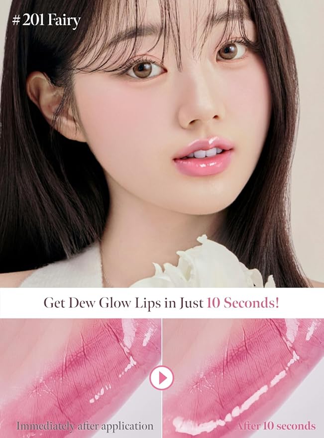 CORALHAZE Dew Drop Tint #207 Flame 4.5g, Glossy, Lightweight Lip Stain, Glass-Like, High Shine, Moisturizing Lip Oil, Long Lasting Color, Hydrating Gloss, Dewy Finish, Korean Beauty Makeup