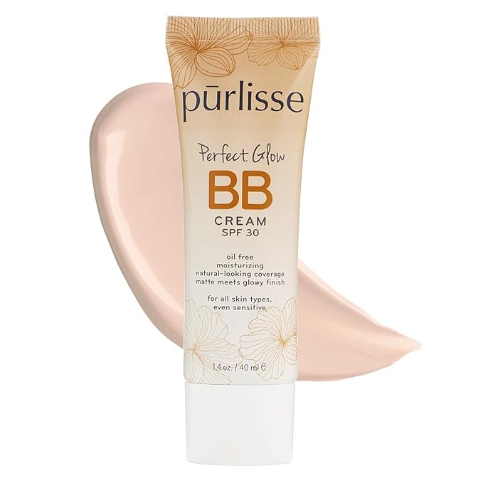 pūrlisse Perfect Glow BB Cream SPF 30 - Luminous Matte Tinted Moisturizer with SPF - Korean Skin Care Formula with Goji & Hawthorn Berry to Hydrate, Brighten & Even Skin - Fair (1.4 oz)