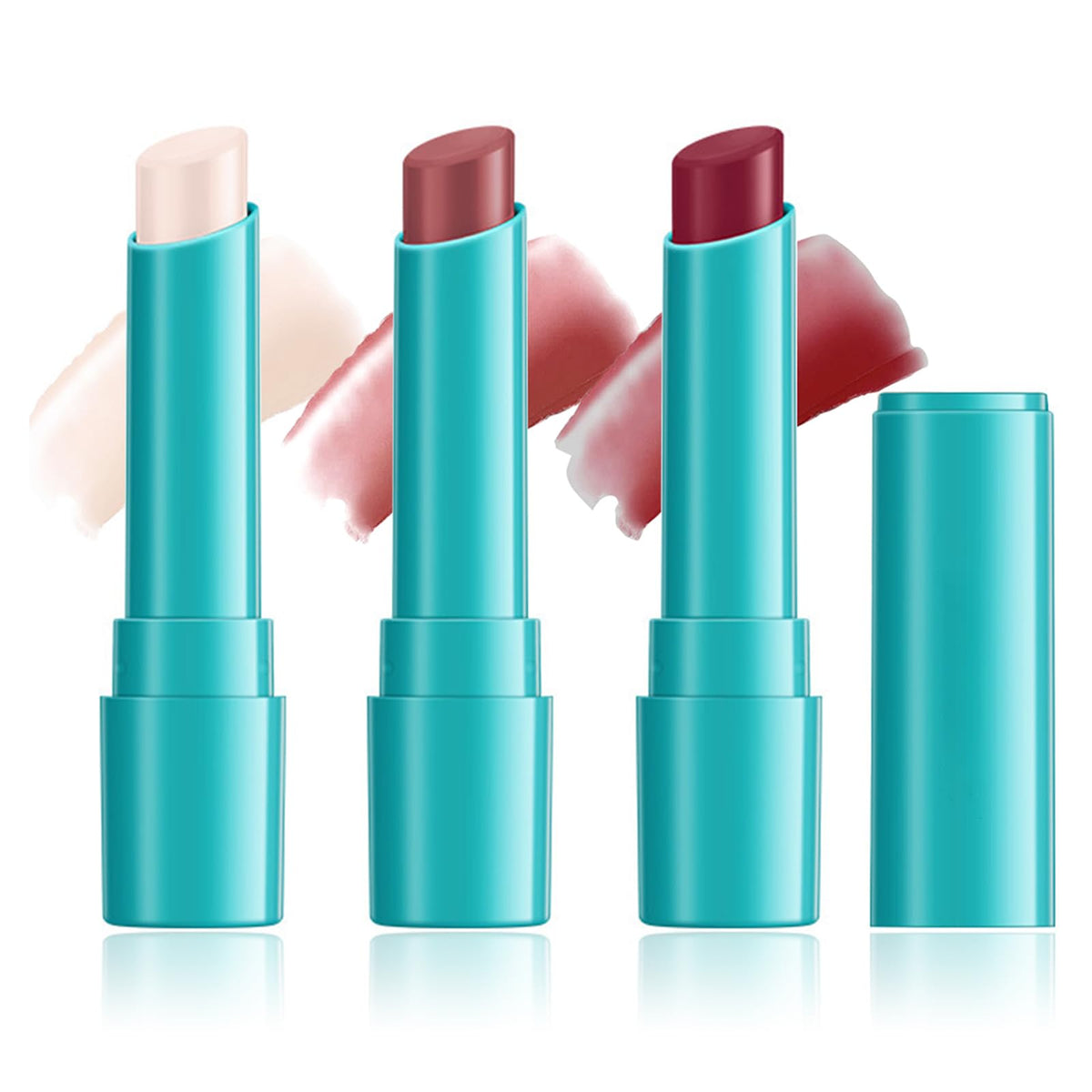 3PCS Hydrating Lip Tint Lipstick Set,Long-Lasting Matte Finish Moisturizing Tinted Balm,Natural Ingredients Strong Moisturizing Lipstick,Waterproof Lip Gloss Non-Stick Cup Lip Tint Stain(SET B)