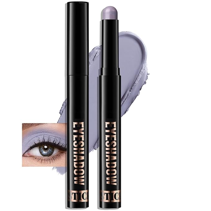 Wugbc Cream Eyeshadow Stick, Matte Eye Shadow Stick Waterproof Neutral Nude Eyeliner Pencil Crayon Long-Lasting Eye Highlighter Makeup for Older Women Easy to Use High Pigmented, 20 Periwinkle