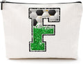 CQM Soccer Gifts Initial Makeup Bag Soccer Girl Gifts Cosmetic Bag Letter F