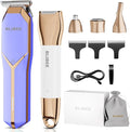 BLIBEE Hair Clippers & Bikini Trimmer for Women - Waterproof Electric Clippers and 4 in 1 Bikini Trimmer Set, Deluxe Wet/Dry Body Shaver for Nose, Eyebrows, Beard, Pubic Hair, Blue