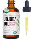 Kate Blanc Cosmetics Organic Jojoba Oil for Hair, Skin, Face, Nails (2oz) - USDA Certified, 100% Pure Cold Pressed Unrefined - Moisturizing Carrier Oil for Gua Sha, Dermaplaning, Body - Glass Bottle