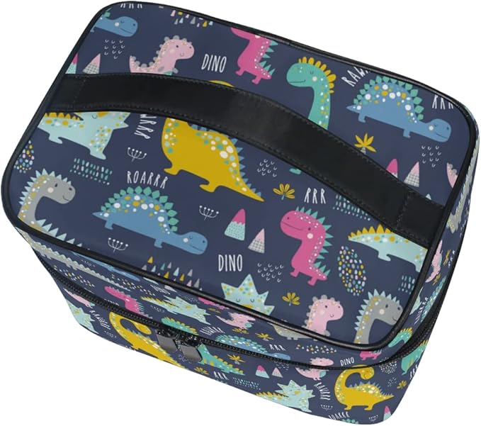 MNSRUU Makeup Bag, Cute Funny Dinosaurs Travel Makeup Organizer Bag Cosmetic Cases Toiletry Bags for Girl Women Ladies