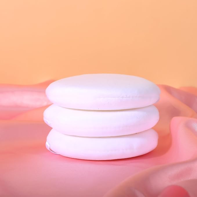 3 Pack White Round Large Powder Puff, 4.13 Inch Large Powder Puffs Portable Soft Cotton Powders Puffs Travel Dusting Powders Puff with Clear Box for Women Men Body Face