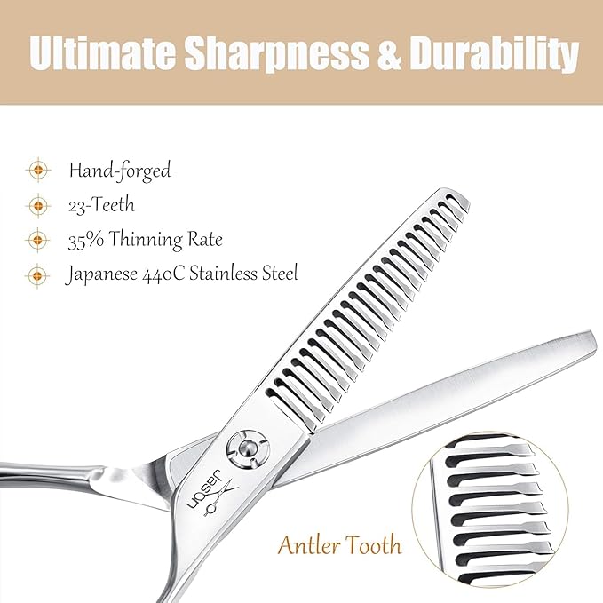 JASON Hair Cutting Scissors Set - 6" Professional Haircut Trimming Shears
