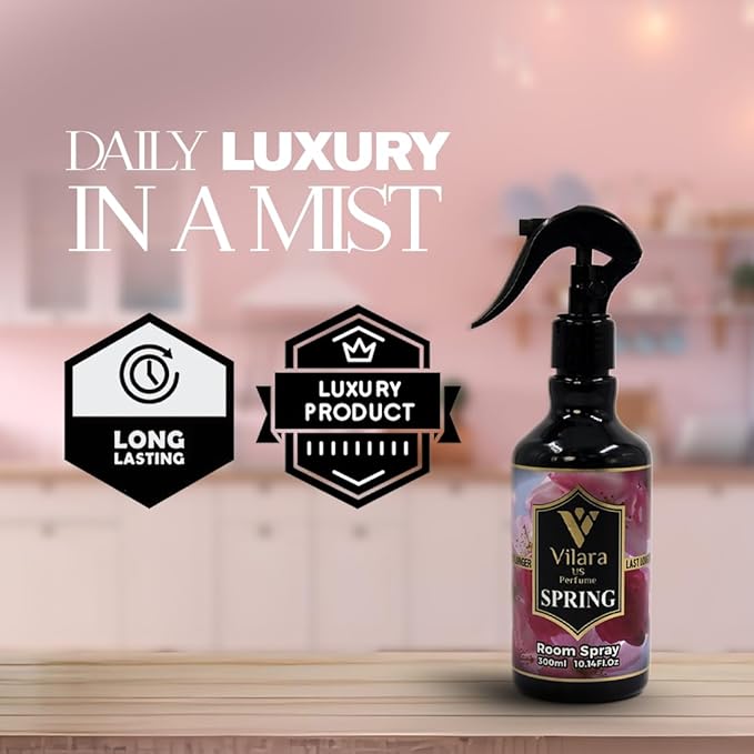 Vilara US Perfume Room Spray Freshener - Long-Lasting Luxury Scents - Room and Linen Spray for Bedding, Sheets, Fabric, Furniture for Aromatherapy - 10.14 fl oz (Spring)