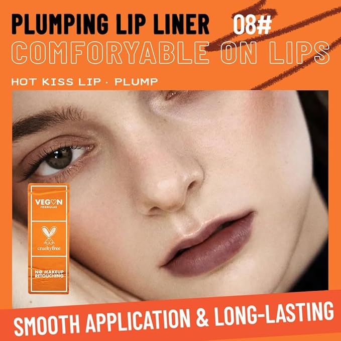 KXmzeG Matte Lip Liner Pencil for Shaping Lips, Retractable Creamy Brown Crayon LipLiner Pencil, Long Lasting Waterproof Lipstick Lip Liner Makeup, Vegan Beauty 08#