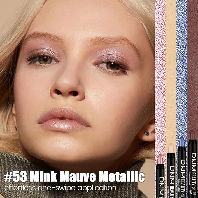 IATMOMOD Mauve Metallic Cream Eye Shadow Stick Makeup for Women, Mauve Metallic Eyeliner Pencil Eyeshadow Brightener Stick for Eyes, Waterproof Eyeshadow Applicator Blendable, sombras para ojos 53#