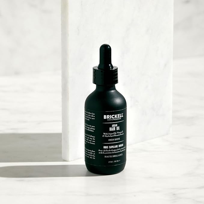 Brickell Men's Argan Oil for Hair, Lightweight Hair Oil Treatment For Men, With Argan Oil, Hydrolyzed Proteins, and Vitamin E, 2 Ounce, Scented