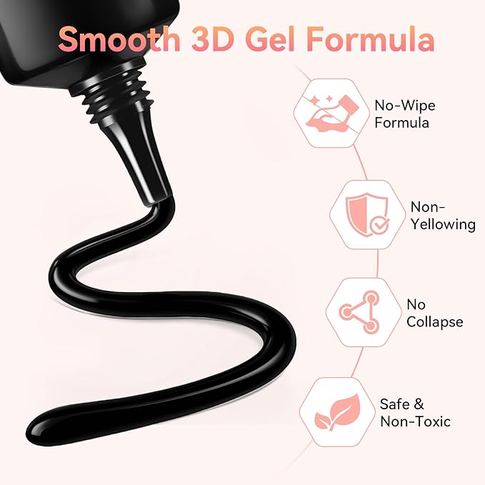 Makartt 3D Nail Gel, 15g Black Sculpting Gel Glue for Molding and Drawing