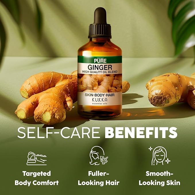 100% Pure Ginger Oil - 4 Fl Oz Ginger Essential Oil for Hair, Skin, Diffuser, Aromatherapy & DIY Soap Making Scent