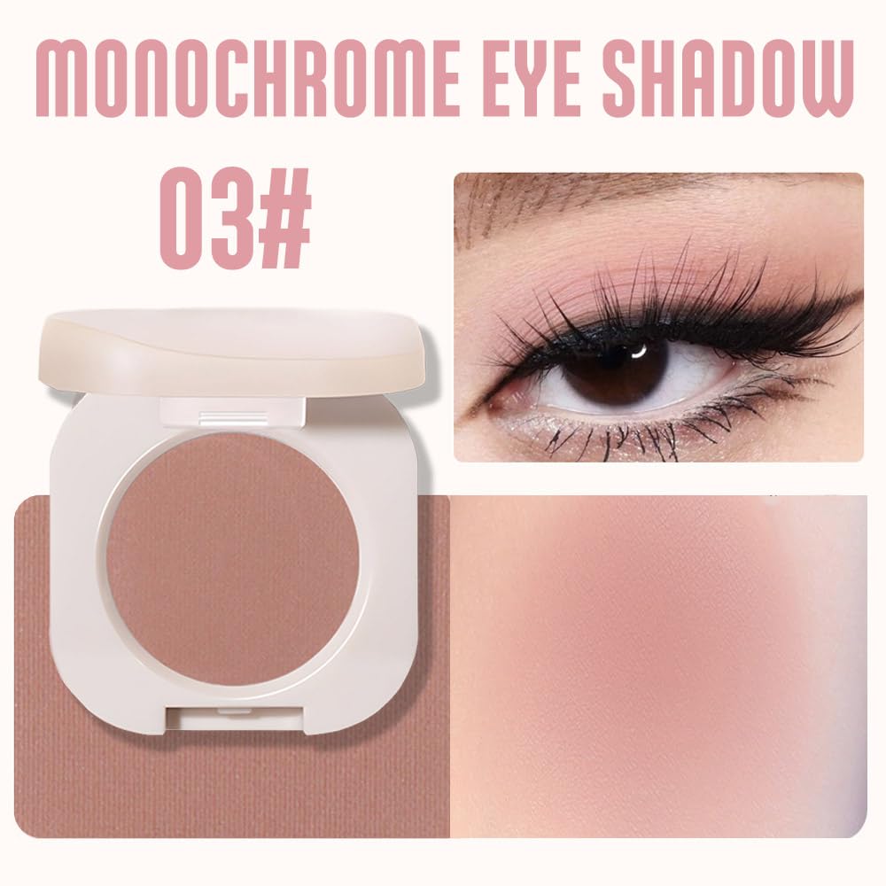 FeiCuiYun Pressed Single Matte Tan Eyeshadow Palette Makeup, Brown Eyeshadow For Women, Neutral Matte Pressed Powder Single Vegan Eyeshadow; Talc, Paraben & Cruelty Free, (03)