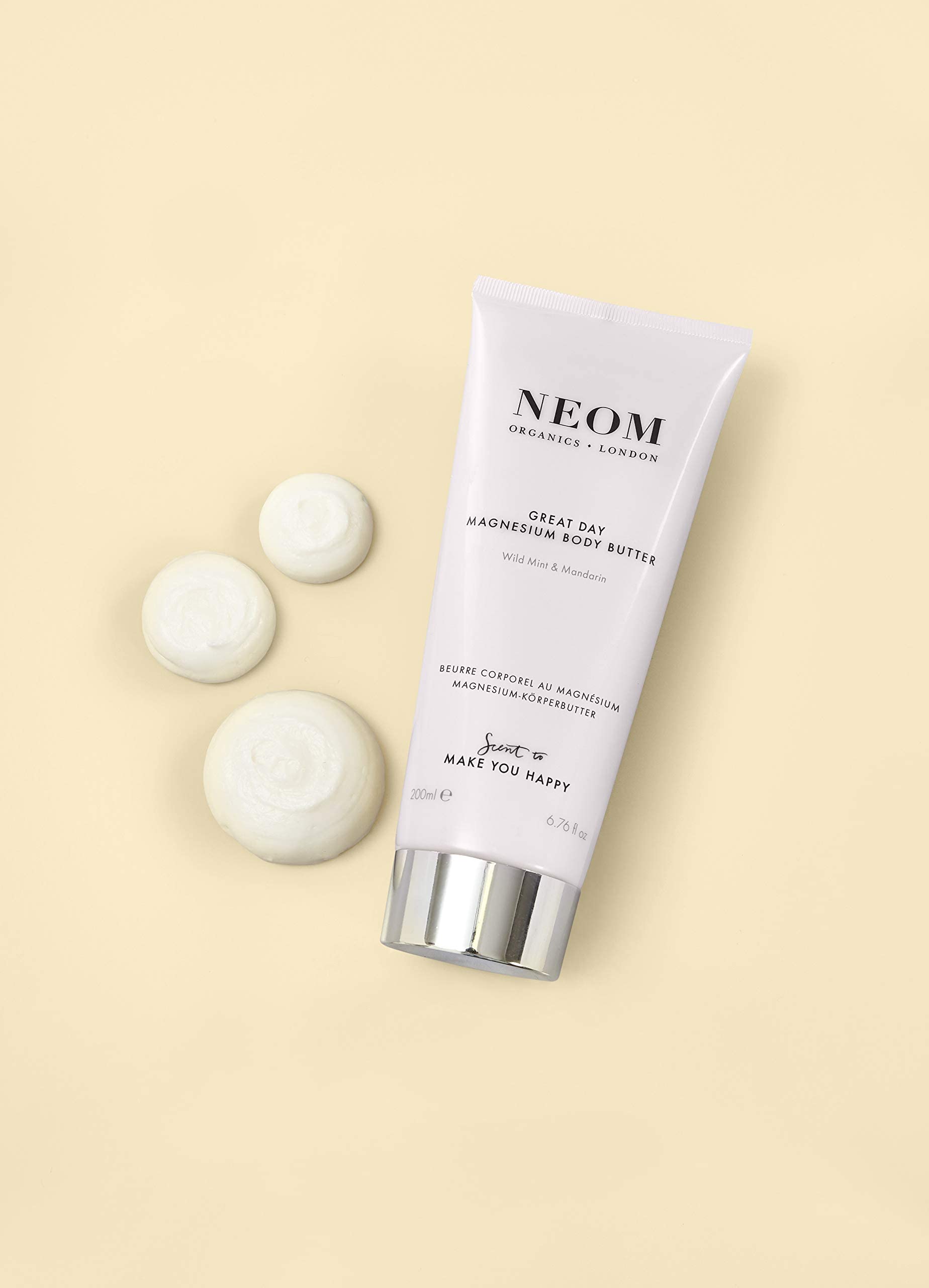 Neom- Great Day Magnesium Body Butter, 200ml | Mandarin & Wild Mint | Cream Moisturiser With Essential Oils | Nourish & Soften | Fresh & Zesty