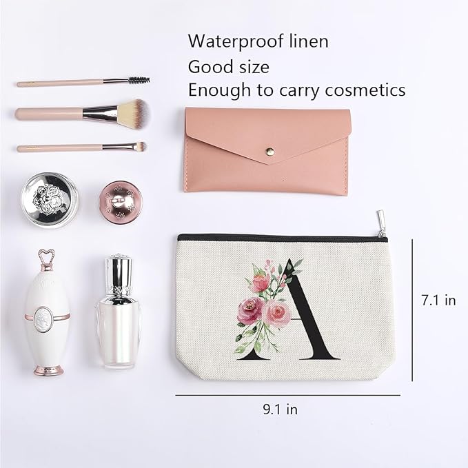 kdxpbpz Initial Make up Bag, Personalized Gifts for Women, Bridesmaid Gifts, Birthday Gifts for Women Mom, Gifts for Best Friend, Bride Bridesmaid Cosmetic bag (Letter A)