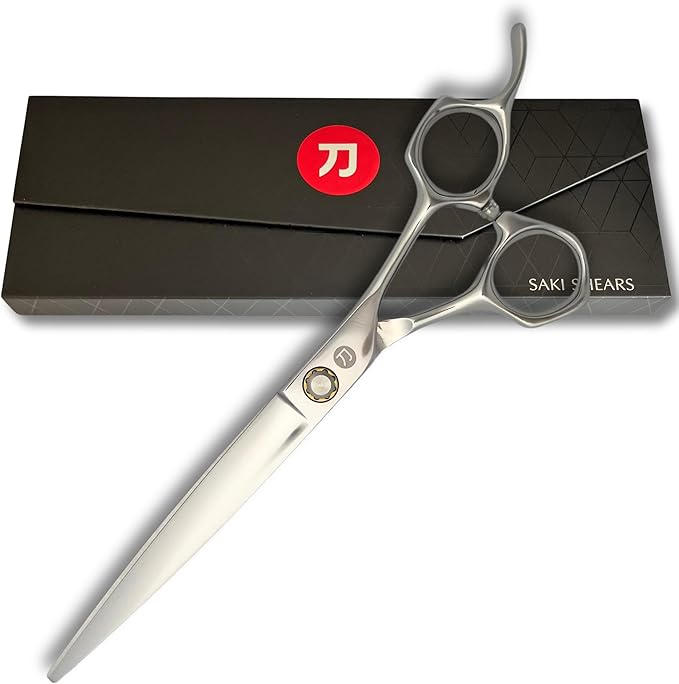 Hair Cutting Scissors for Professionals from Saki Shears - Cuts Wet and Dry Hair - Forged from Japanese 440C Stainless Steel - Sharp, Long Lasting Edge (Steel, 7 Inch Cutting, Right Hand)